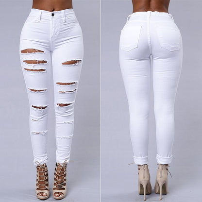 High Waist Ripped Skinny Jeans for Women