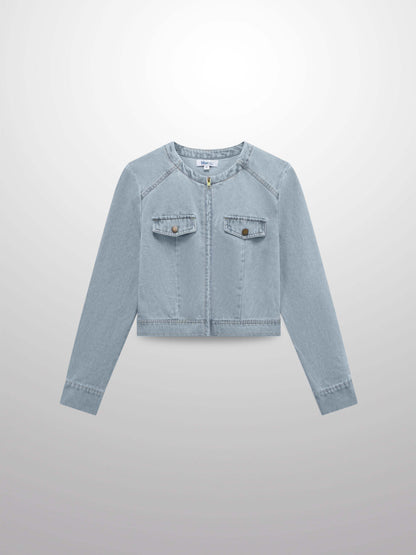 Denim Bomber Jacket-Blue