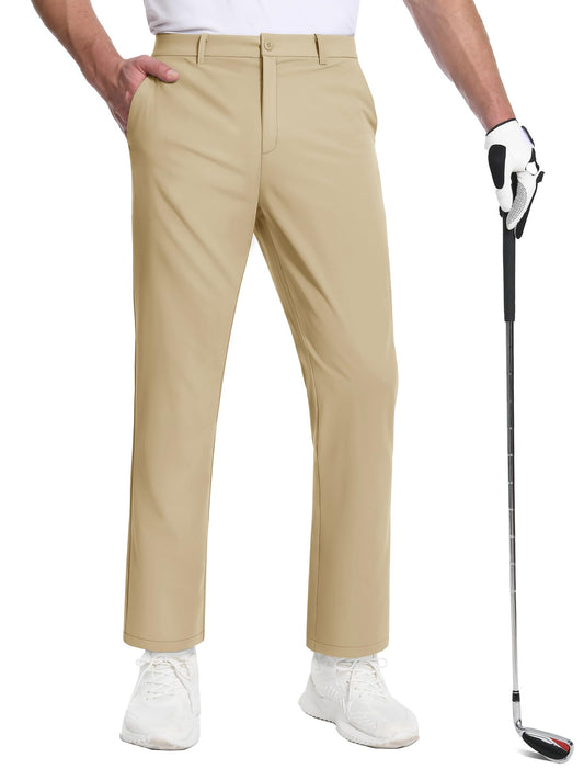 TACVASEN Mens Golf Pants Stretch Dress Pants Quick Dry Casual Pants for Men Lightweight Regular Fit for Work Khaki