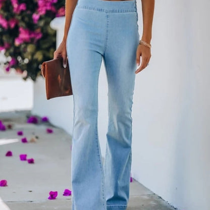 Fringed Stretch Flared Denim Jeans for Women