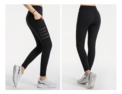 Fashionable Mesh Stripe Yoga Pants for Women