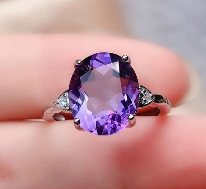 Women's Deep Purple Zircon Amethyst Simulation Ring