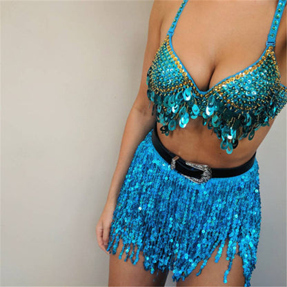 Sequined Tassel Half Skirt for Women