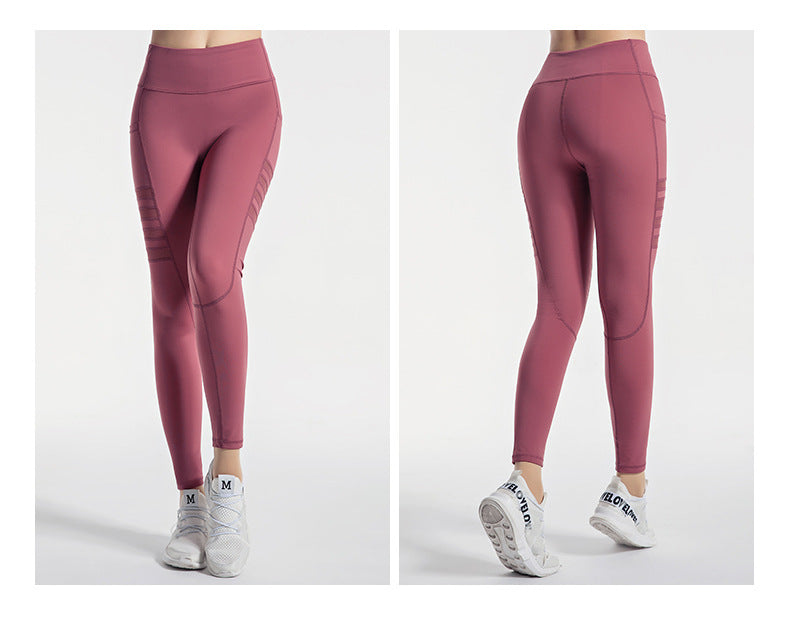 Fashionable Mesh Stripe Yoga Pants for Women