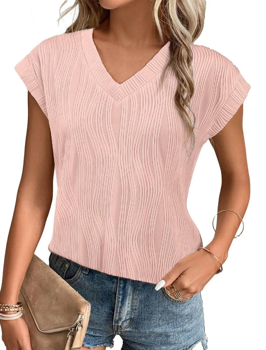 Womens Tops Summer Fashion 2024 Sleeveless Tank Top for Women Casual V Neck Tee Shirts Mothers Day Trendy Clothes Blouses Pink Medium