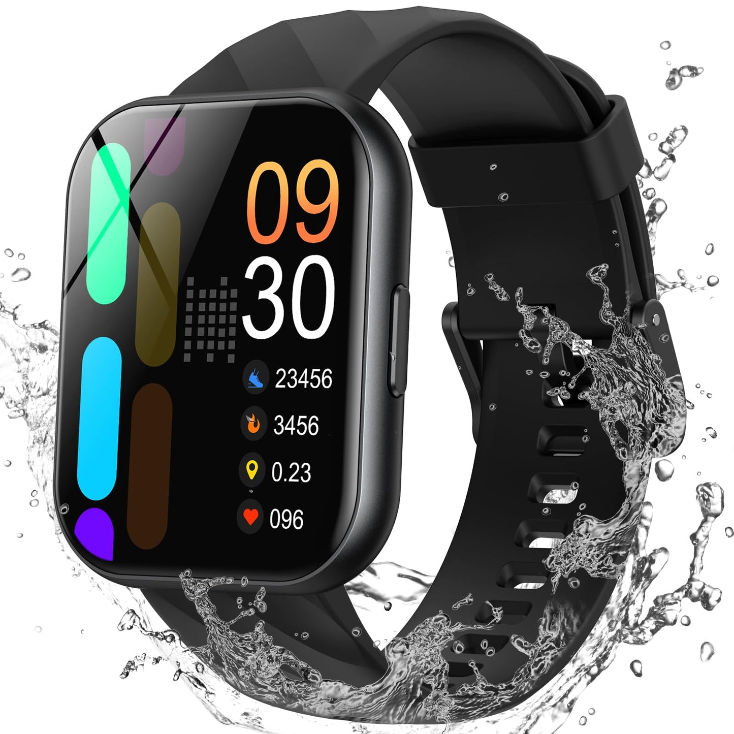 Parsonver Smartwatch Damen Herren 5ATM Wasserdicht Schwimmuhr 1.8" HD Bildschirm Fitnessuhr Damen mit 100+ Sportmodi Herzfrequenz und Schlaftracking Smart Watch für Android & iOS Schwarz