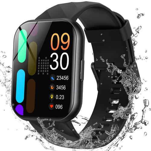 Parsonver Smartwatch Damen Herren 5ATM Wasserdicht Schwimmuhr 1.8" HD Bildschirm Fitnessuhr Damen mit 100+ Sportmodi Herzfrequenz und Schlaftracking Smart Watch für Android & iOS Schwarz