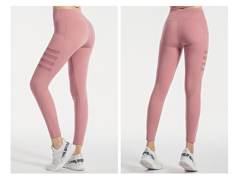 Fashionable Mesh Stripe Yoga Pants for Women