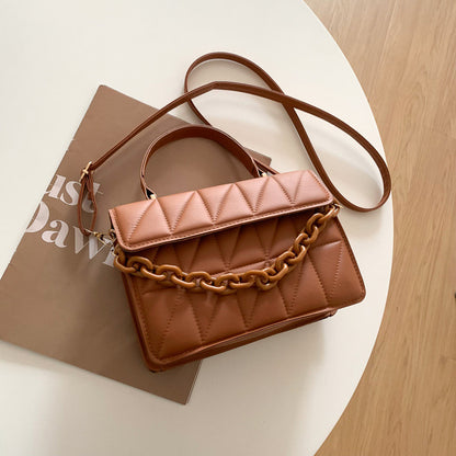 Trendy Plaid Women's Shoulder Bag with Chain Crossbody