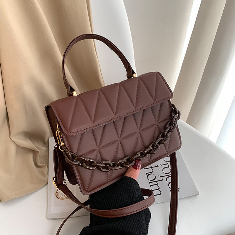 Trendy Plaid Women's Shoulder Bag with Chain Crossbody