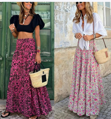 High-Waisted Printed Skirt for Women