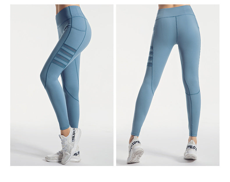 Fashionable Mesh Stripe Yoga Pants for Women
