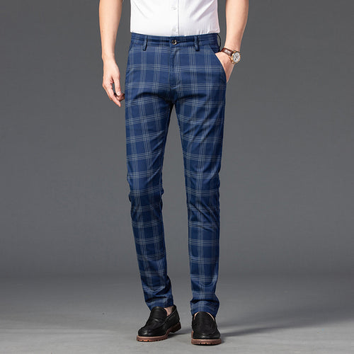 Trendy Youth Plaid Pants for Men - Slim Fit Style