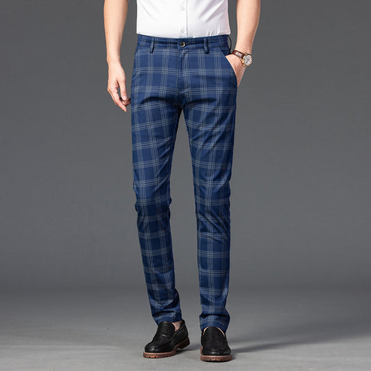 Trendy Youth Plaid Pants for Men - Slim Fit Style
