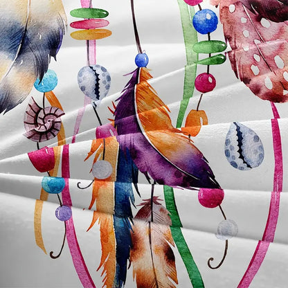 3pcs Dream Catcher Watercolor Feather Duvet Cover Set