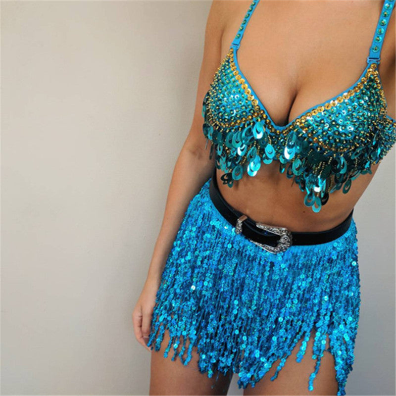 Sequined Tassel Half Skirt for Women