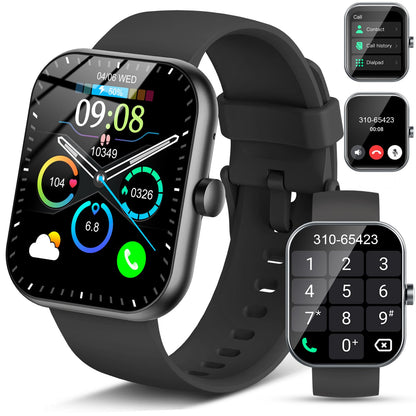 Smartwatch Herren Damen 196" HD Fitnessuhr Smart Watch mit Telefonfunktion Fitness Tracker Sportuhr mit Pulsmesser Schlafmonitor Schrittzähler 113+Sportmodi IP68 Wasserdicht Uhr für iOS Android
