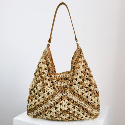 Women's Retro Handmade Woven Straw Shoulder Bag