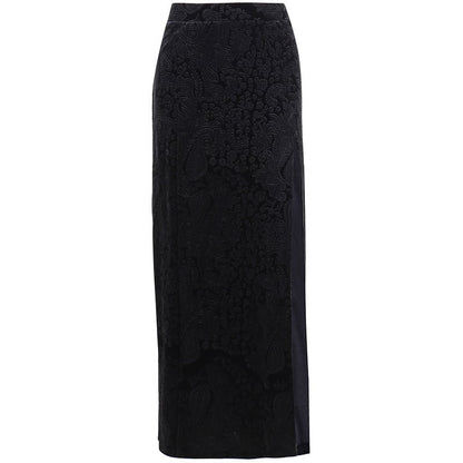 Embossed Double Slit Long Skirt for Women