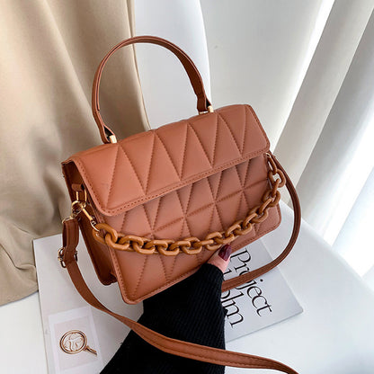 Trendy Plaid Women's Shoulder Bag with Chain Crossbody