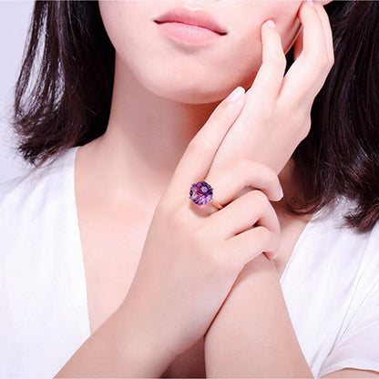 Fashionable Amethyst Turtle Face Ring with Six Claws