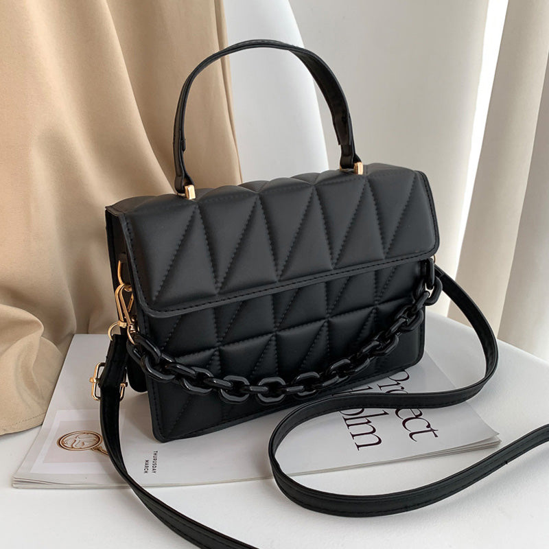 Trendy Plaid Women's Shoulder Bag with Chain Crossbody