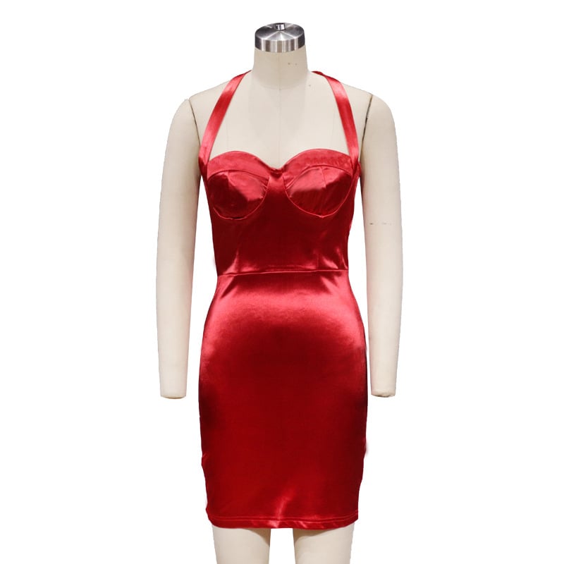 Halter Neck Slim Sleeveless Skirt for Women