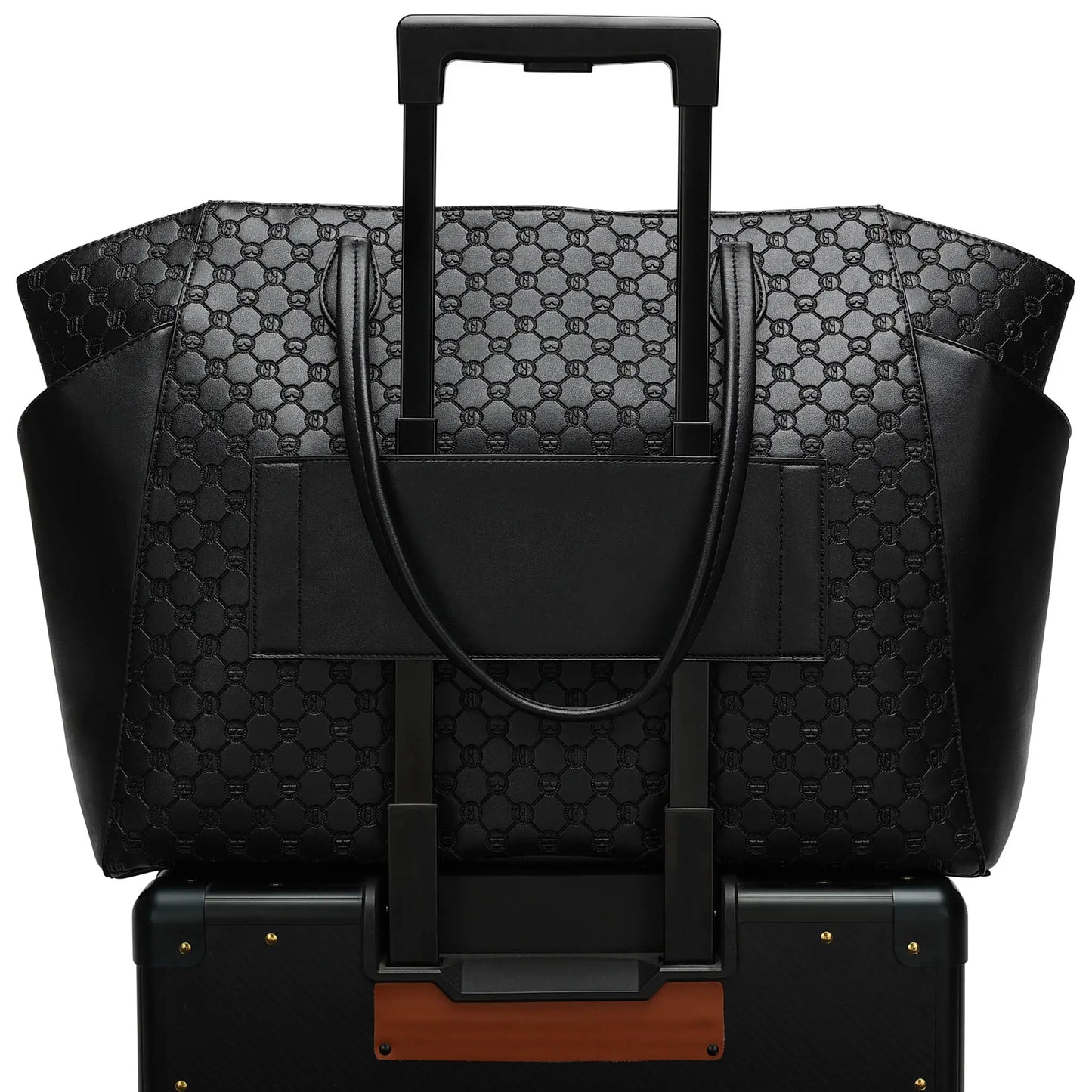 Compass Vegan Leather Monogram Weekender Tote Bag