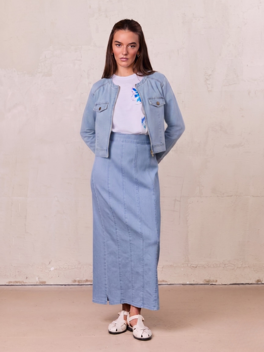 Denim Bomber Jacket-Blue
