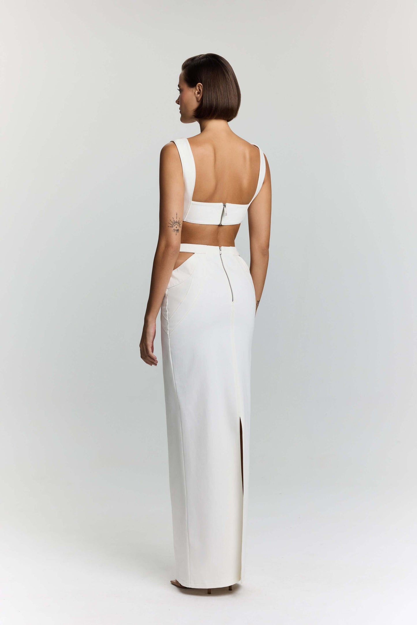 JENDUE Elena White Denim Maxi Skirt - Shop Long Skirts