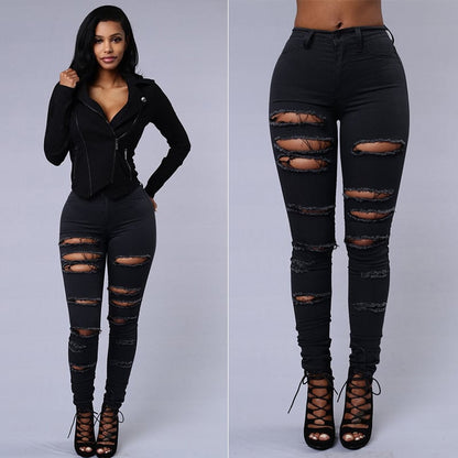 High Waist Ripped Skinny Jeans for Women