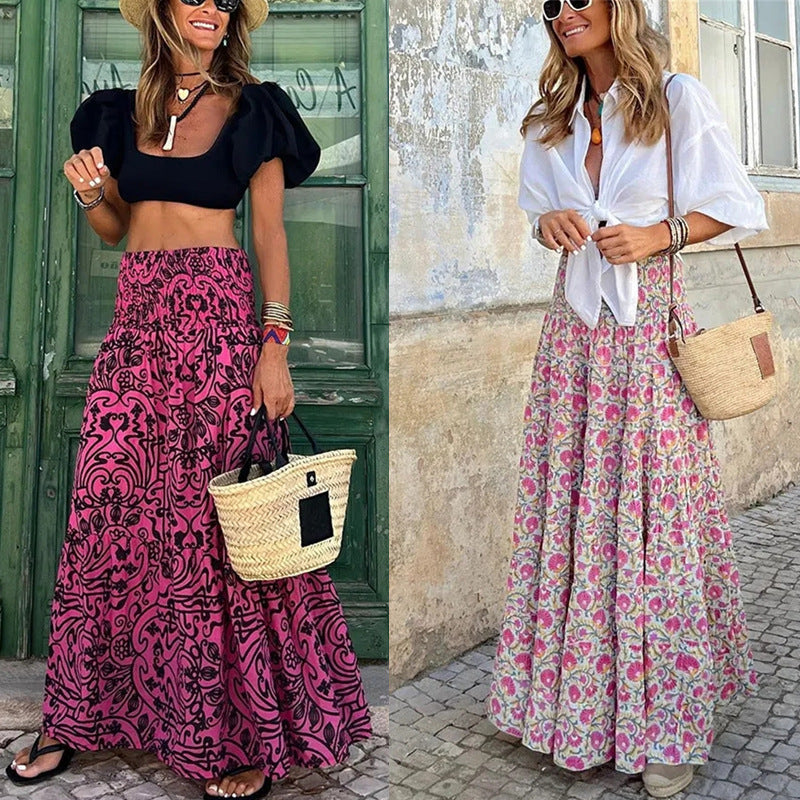 High Waisted Printed Skirt for Women