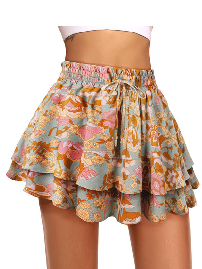 Kimmery Mini Skirt with Shorts Underneath Skirts for Women Trendy Summer Womens Skorts for Woman Boho Skirt Orange Skirt XL