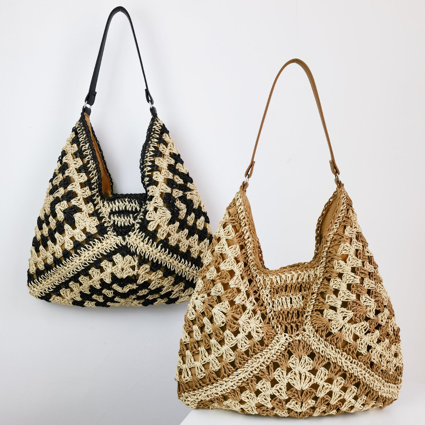 Women's Retro Handmade Woven Straw Shoulder Bag