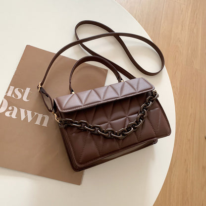 Trendy Plaid Women's Shoulder Bag with Chain Crossbody