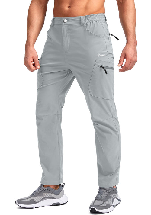 Pudolla Outdoor Work Pants for Men Lightweight Tactical BDU Pants Multi Pockets Mens Hiking Pants Light Grey M