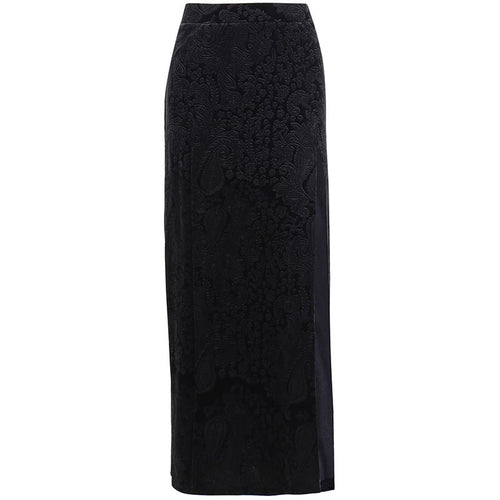 Embossed Double Slit Long Skirt for Women