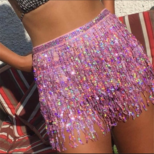 Sequined Tassel Half Skirt for Women