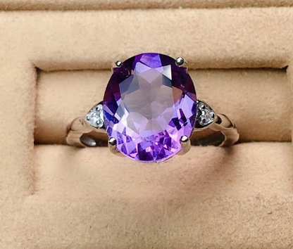Women's Deep Purple Zircon Amethyst Simulation Ring