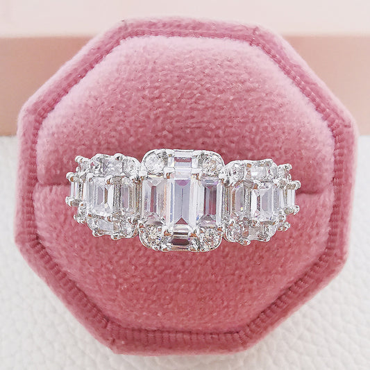 Fashion Square Diamond Zircon Copper Ring for Women