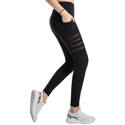 Fashionable Mesh Stripe Yoga Pants for Women