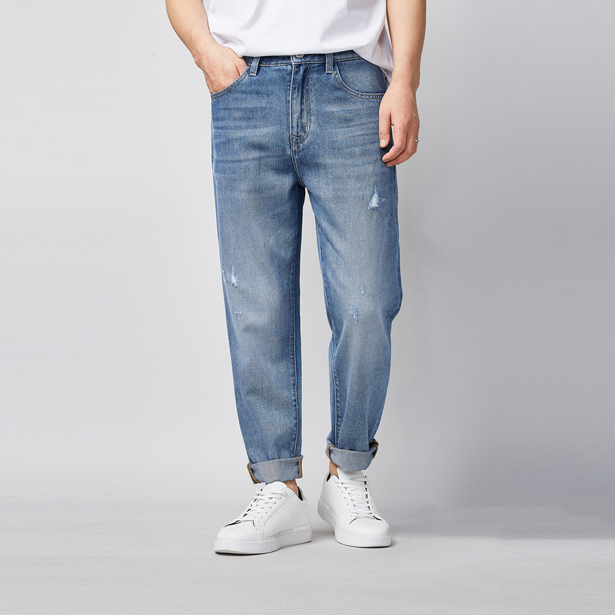 Men's Casual Mid-Rise Jeans for Spring and Summer