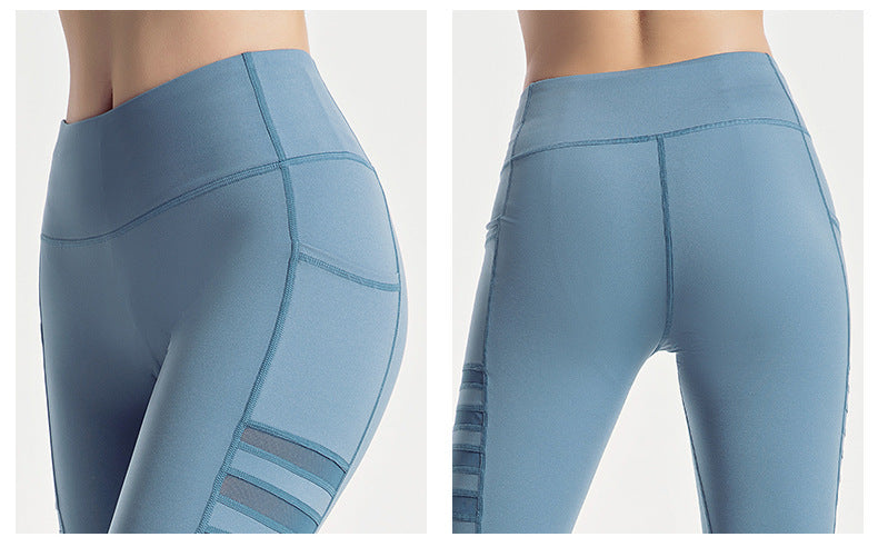 Fashionable Mesh Stripe Yoga Pants for Women