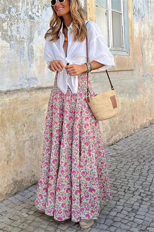 High-Waisted Printed Skirt for Women