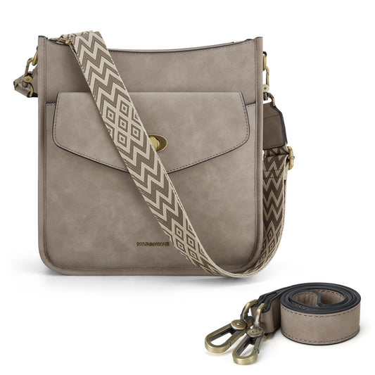 Missnine Crossbody Bags for Women Trendy Vegan Leather Shoulder Bag Hobo Purses Handbags with 2 Shoulder Straps Khaki