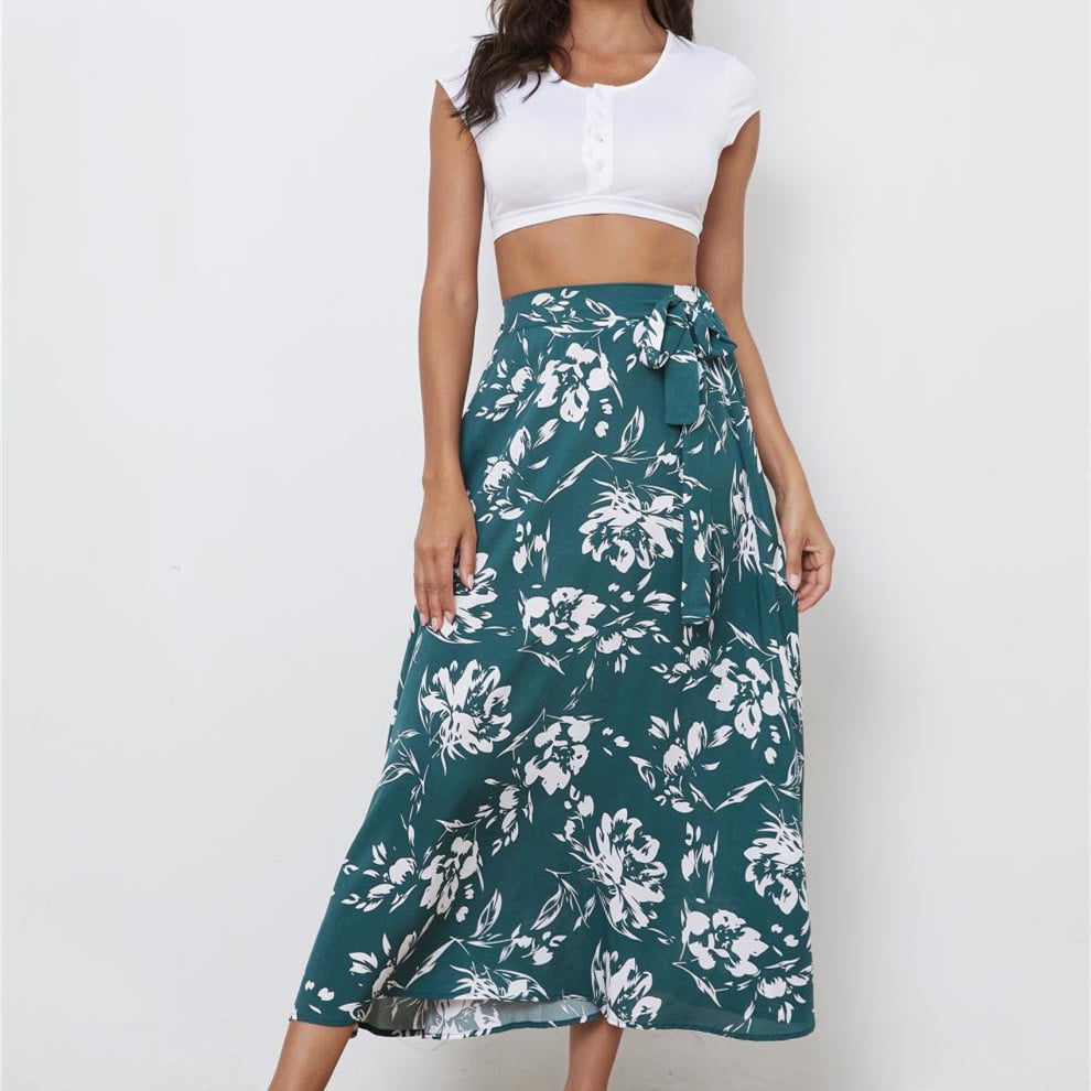 Floral Print Chiffon Skirt for Women