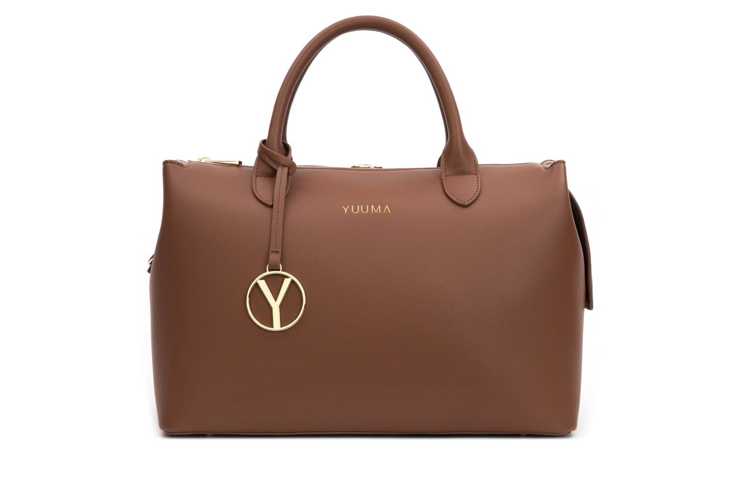 YUUMA Zuri Tote Bag - Baby Bags For Parents - Crossbody Diaper Bag Converts to Backpack - Vegan Leather - 7 Pockets - Ample Storage - Easy Clean - Modern Design - Stay Organized (Cinnamon)