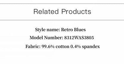 "Retro Blues" fashionable high waist pleated design washed casual wide leg jeans for women